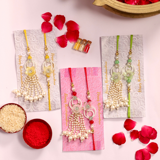 TYOHAAR Flower Rakhi and Lumba Set