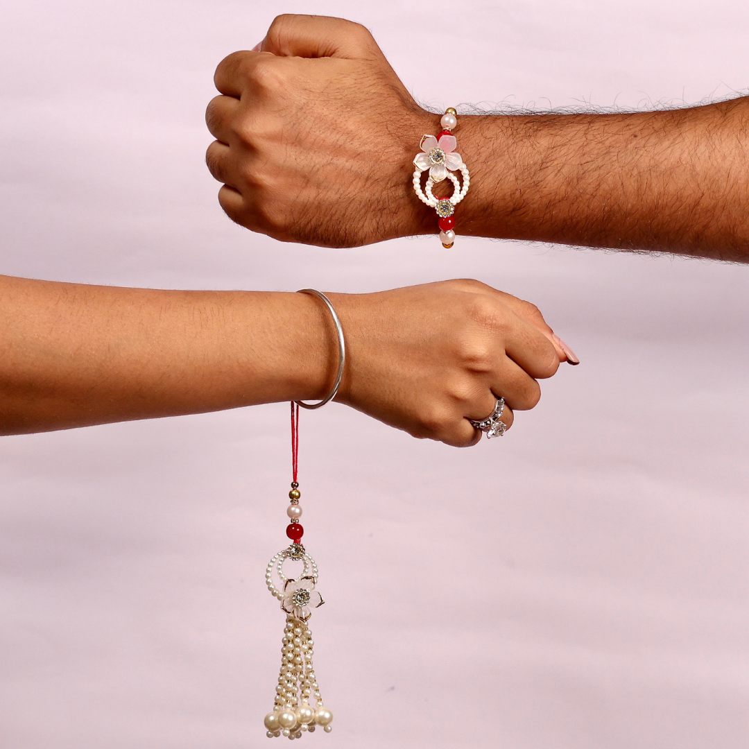 TYOHAAR Flower Rakhi and Lumba Set