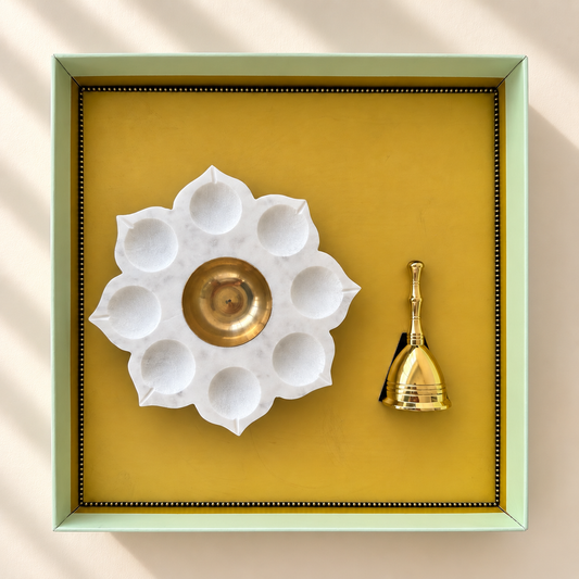 Riddhi Navjyoti Urli and Brass Ghanti Gift Set