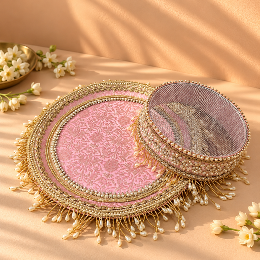 Gul Karwa Chauth Thaali and Channi Set