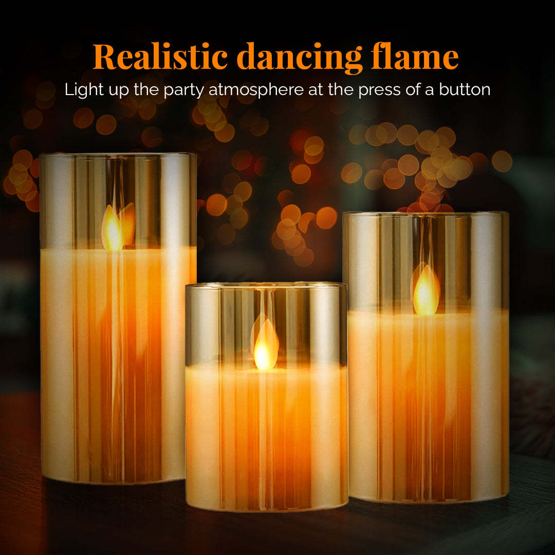 TYOHAAR LED Acrylic Glass Candle (Pack of 3)