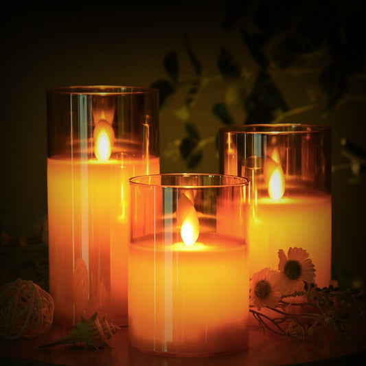 TYOHAAR LED Acrylic Glass Candle (Pack of 3)