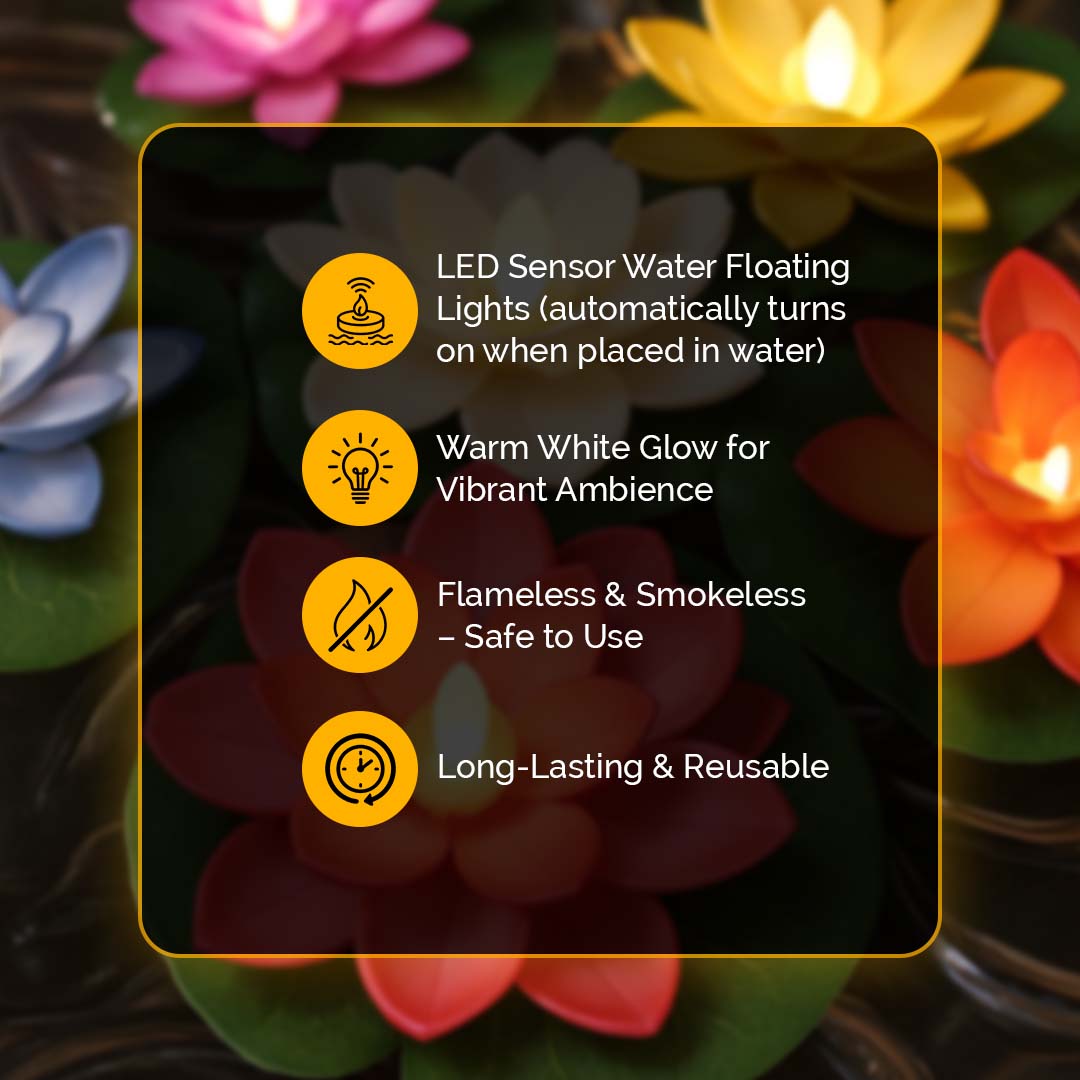 TYOHAAR Floating Lotus LED Light (Pack of 5)