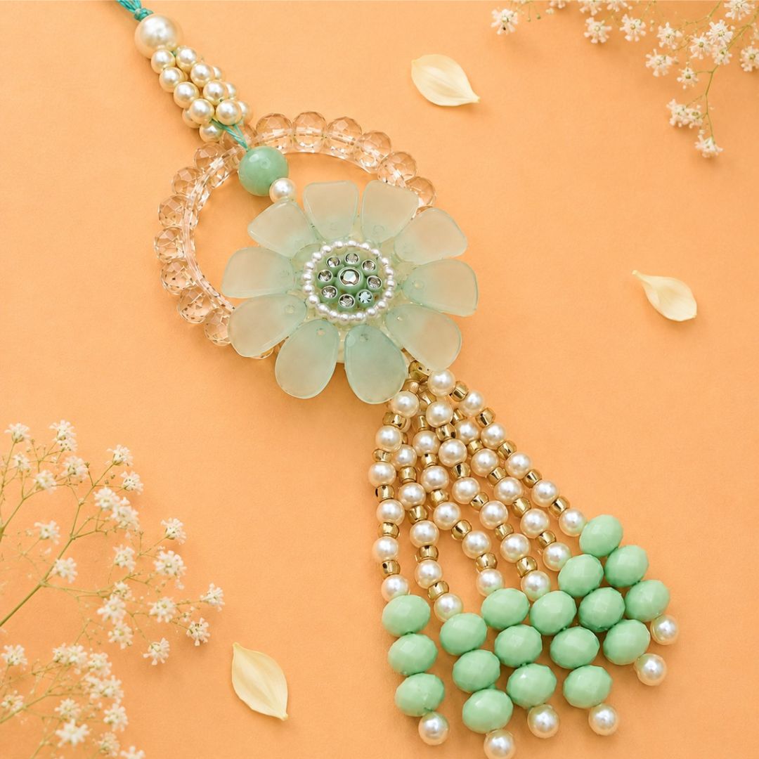 Pastel Flower Rakhi and Lumba Set For Bhaiya and Bhabhi