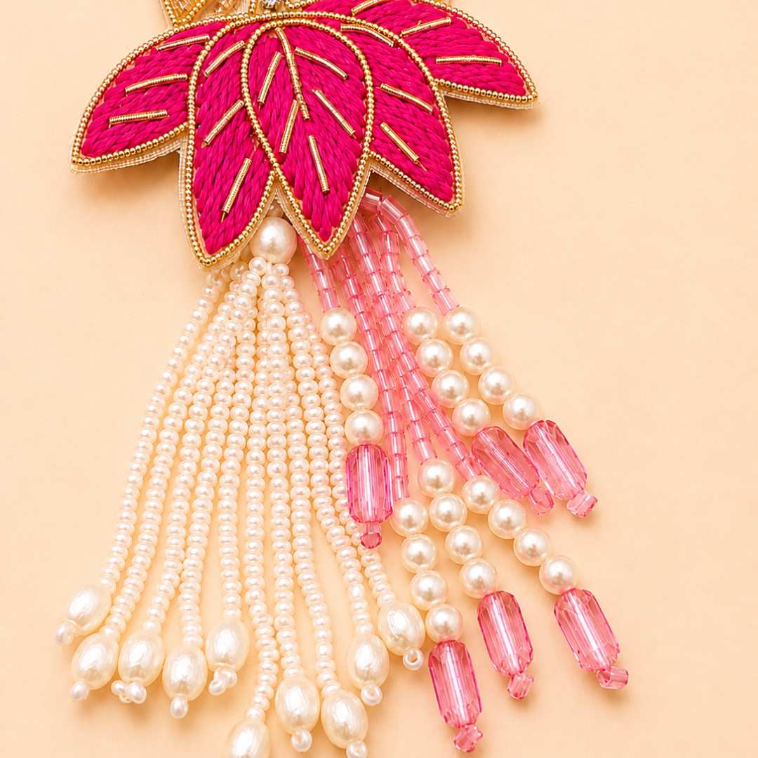 Lotus Handwork Zardosi Rakhi and Lumba Set for Bhaiya and Bhabhi