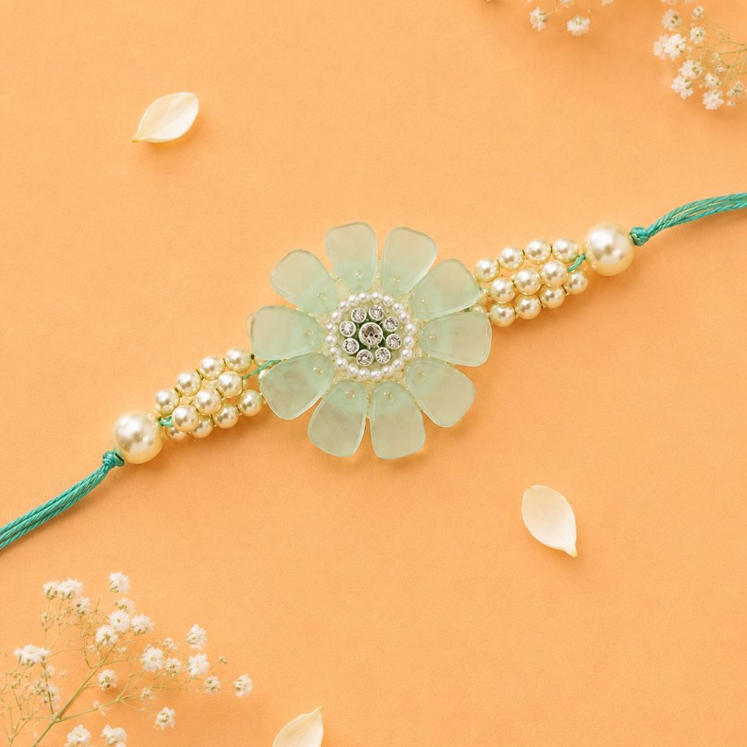 Pastel Flower Rakhi and Lumba Set For Bhaiya and Bhabhi