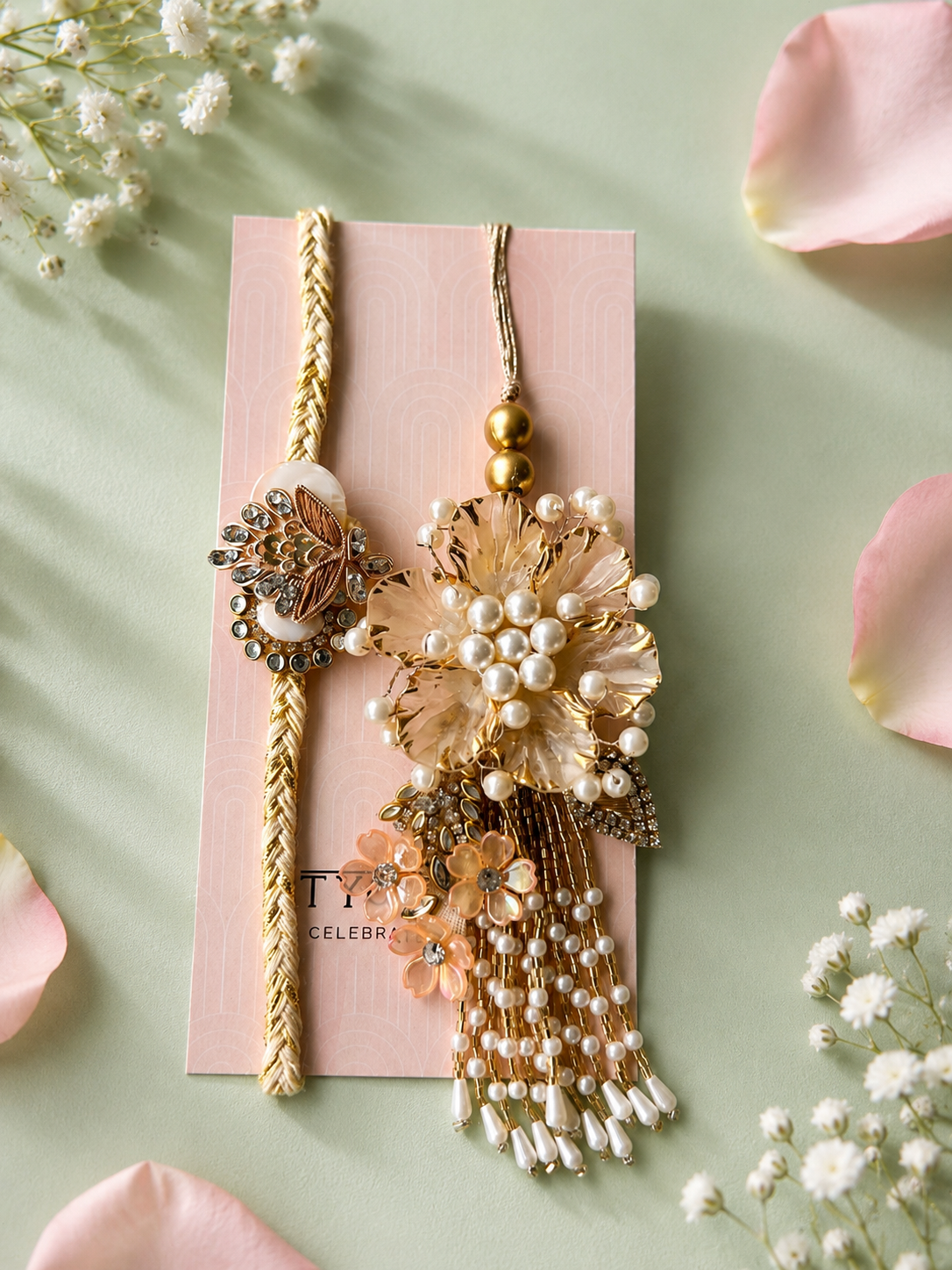 Blossom Flower Rakhi and Lumba Set for Bhaiya and Bhabhi