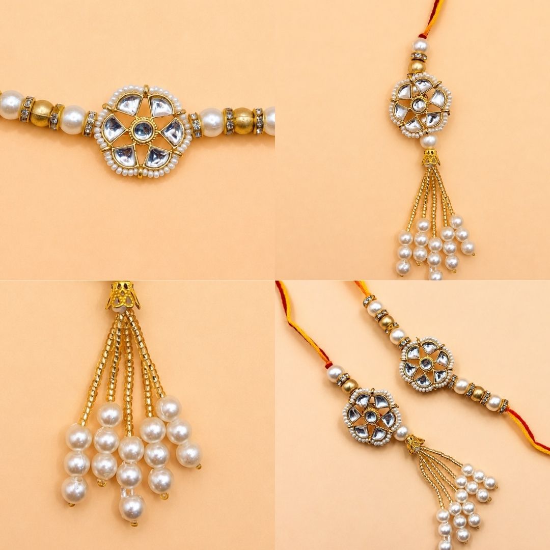 Tyohaar Kundan Rakhi and Lumba Set for Bhaiya and Bhabhi