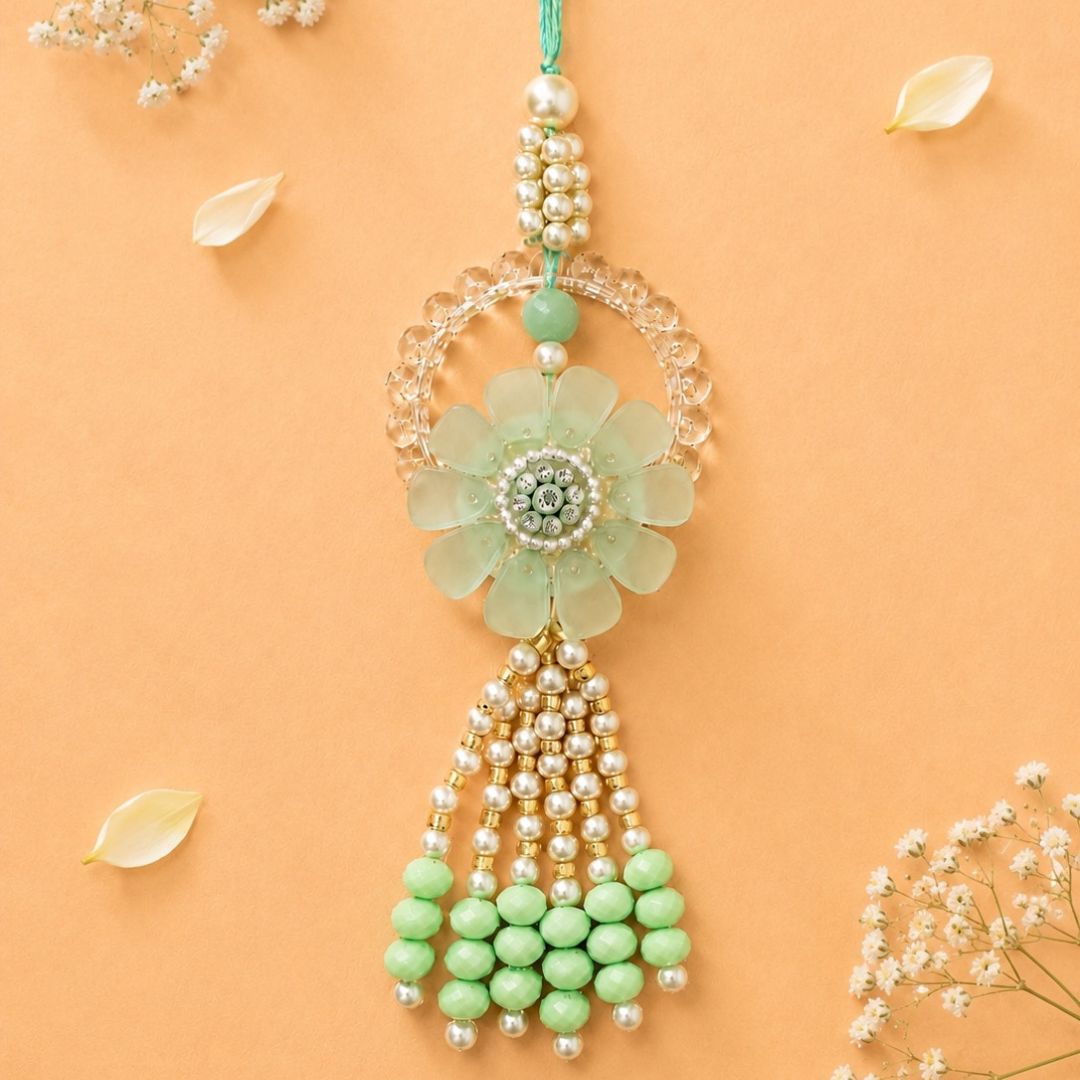 Pastel Flower Rakhi and Lumba Set For Bhaiya and Bhabhi