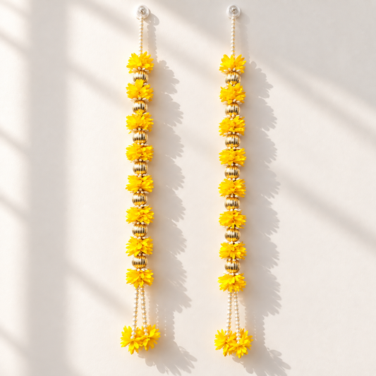TYOHAAR Gotapatti Yellow Flower Toran (Pack of 2)