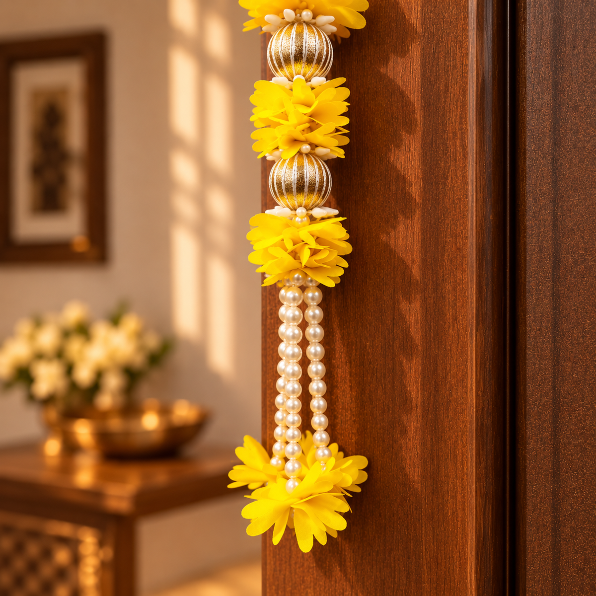 TYOHAAR Gotapatti Yellow Flower Toran (Pack of 2)