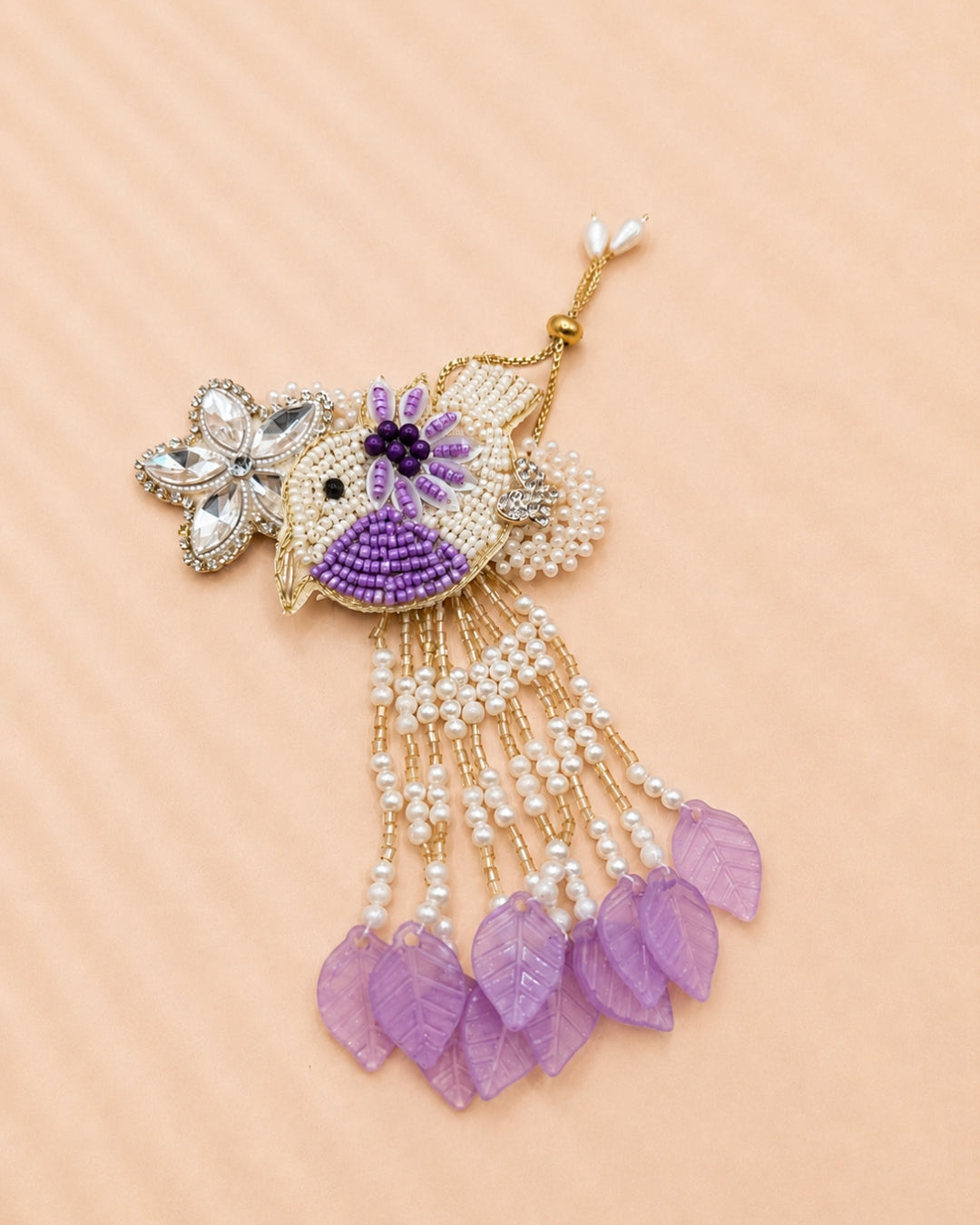 Purple Bird Handwork Lumba Rakhi For Bhabhi and Girls