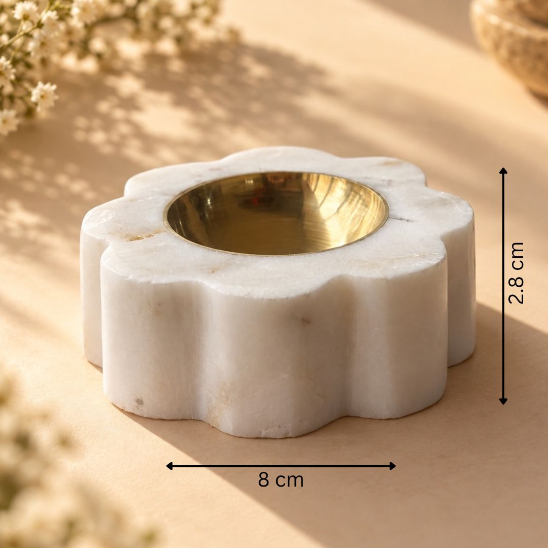 TYOHAAR Marble Diya Flower (Pack of 2)
