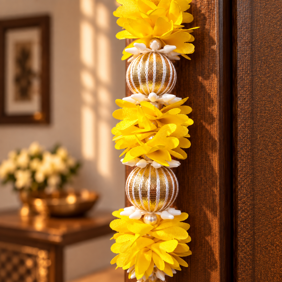 TYOHAAR Gotapatti Yellow Flower Toran (Pack of 2)