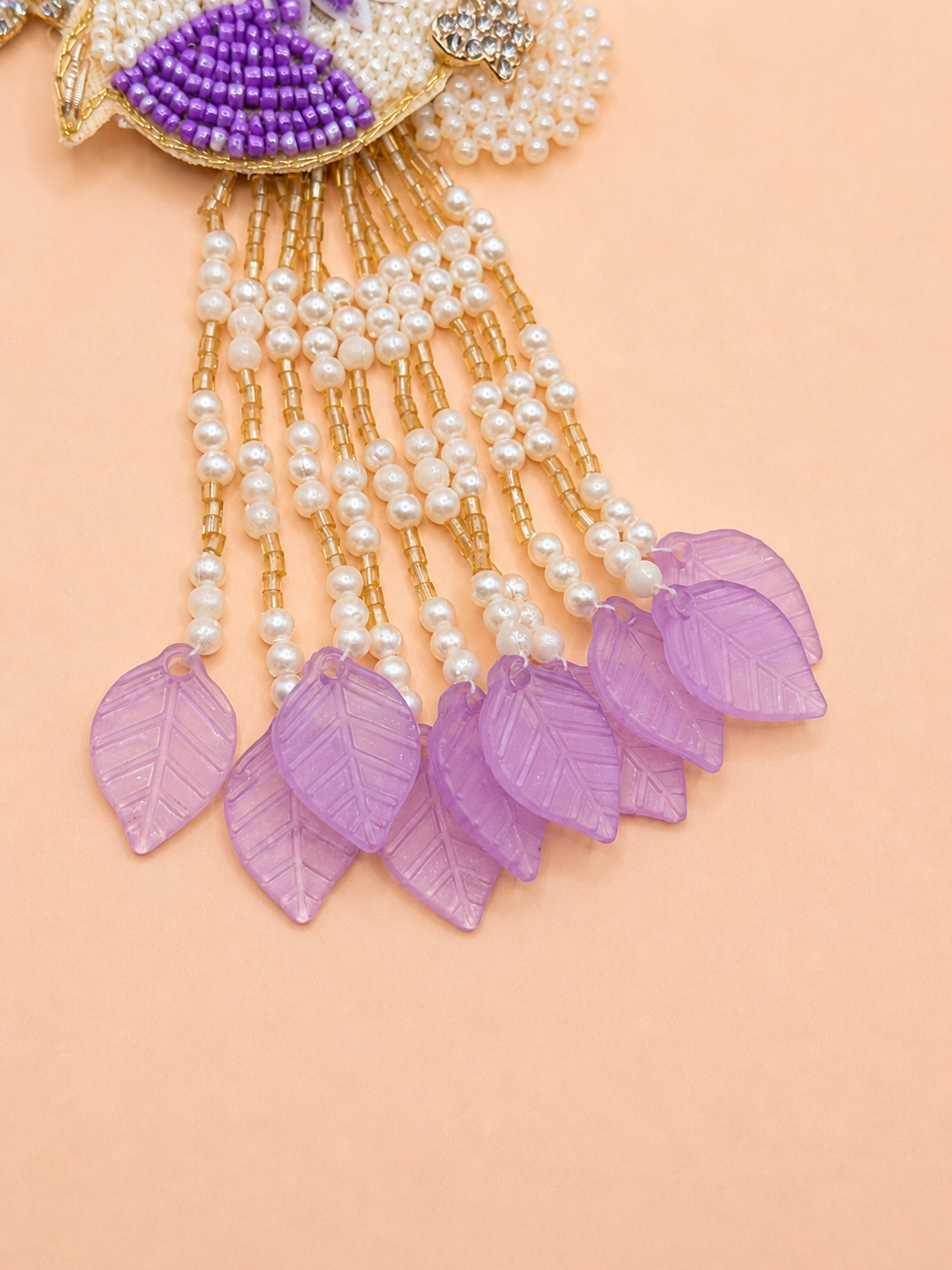Purple Bird Handwork Lumba Rakhi For Bhabhi and Girls