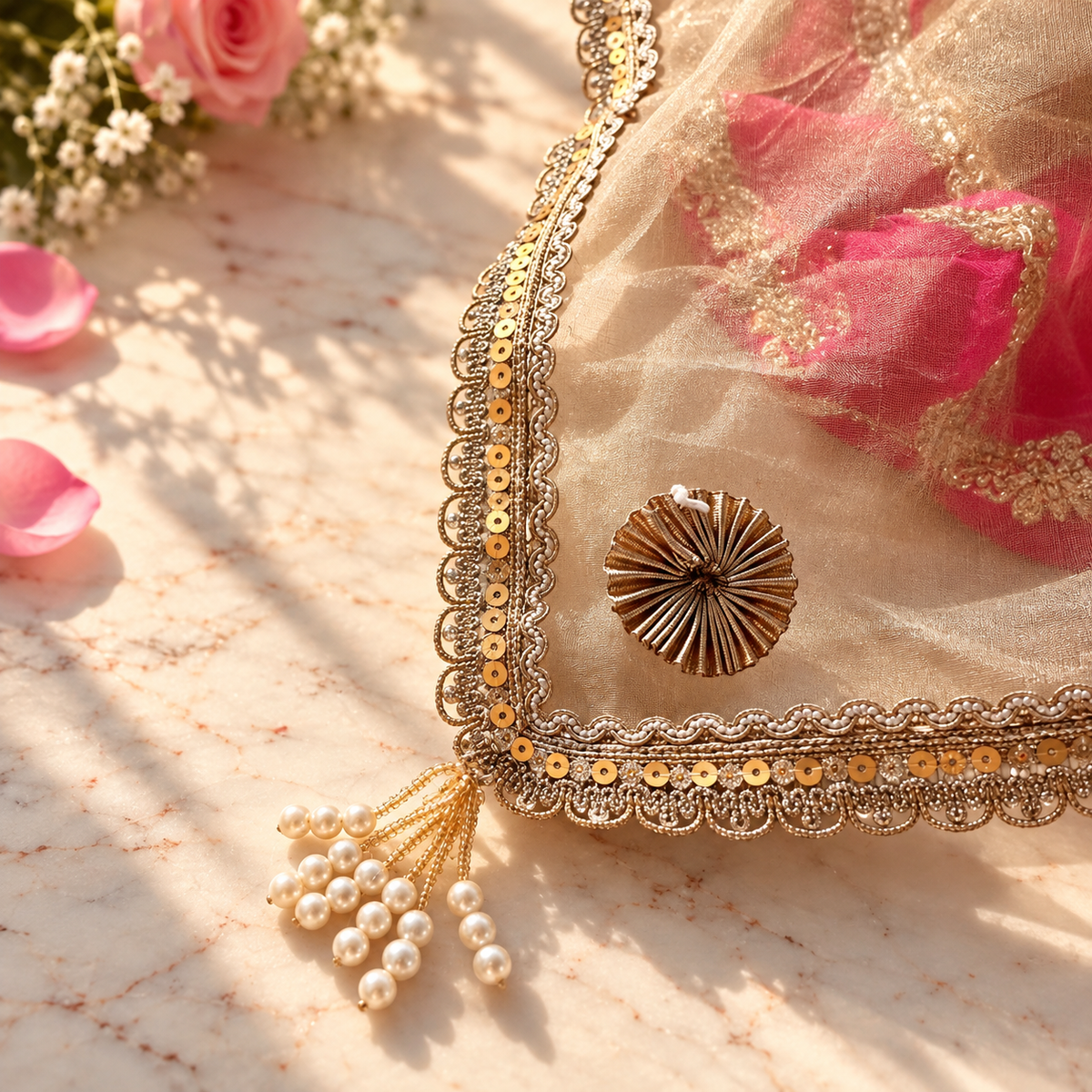 Tyohaar Rani Karwa Chauth Thaali Set of 4 (Thaali, Channi, Lota, Cover Up)