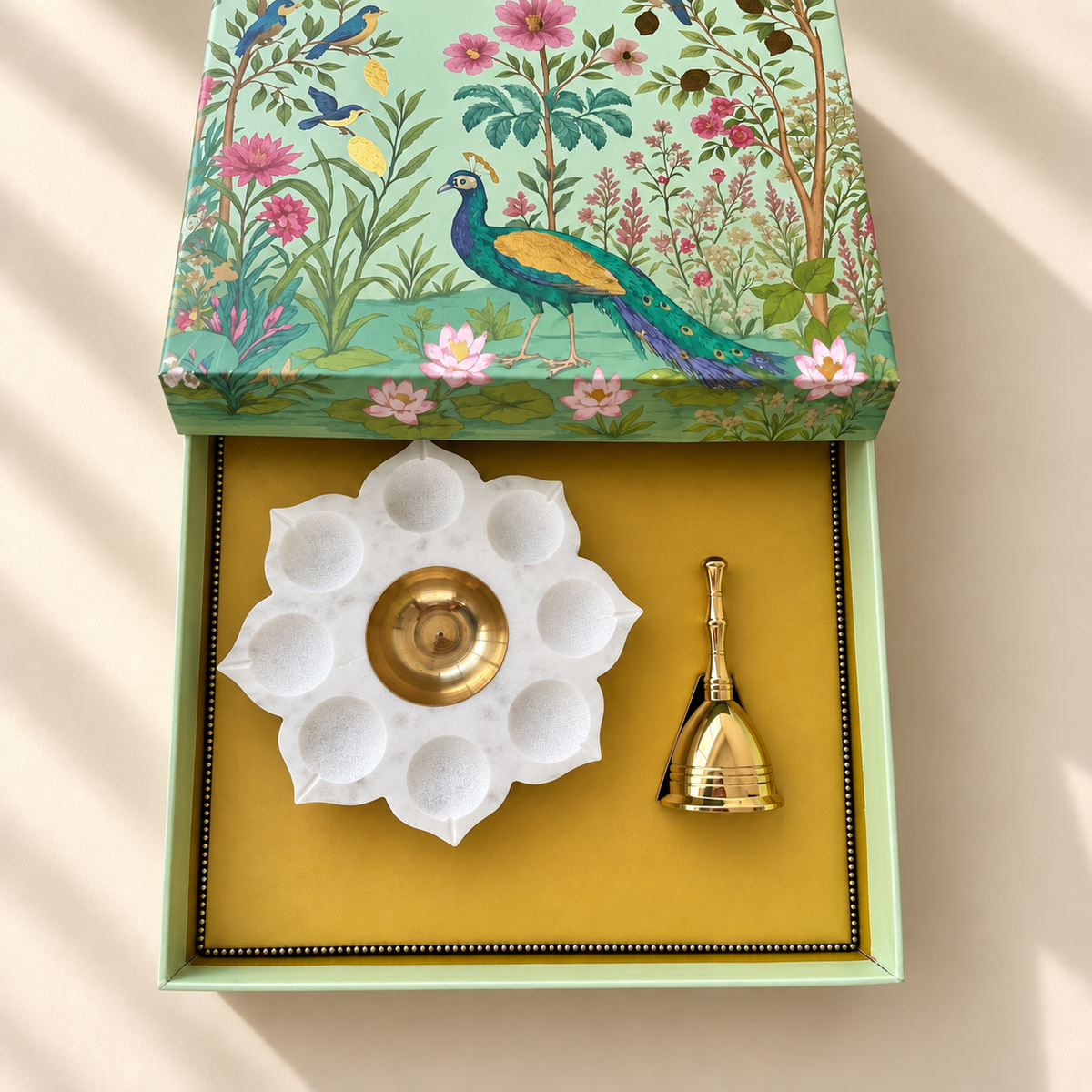 Riddhi Navjyoti Urli and Brass Ghanti Gift Set