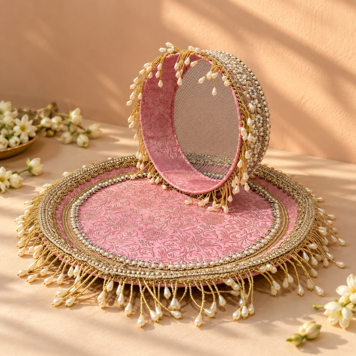 Gul Karwa Chauth Thaali and Channi Set