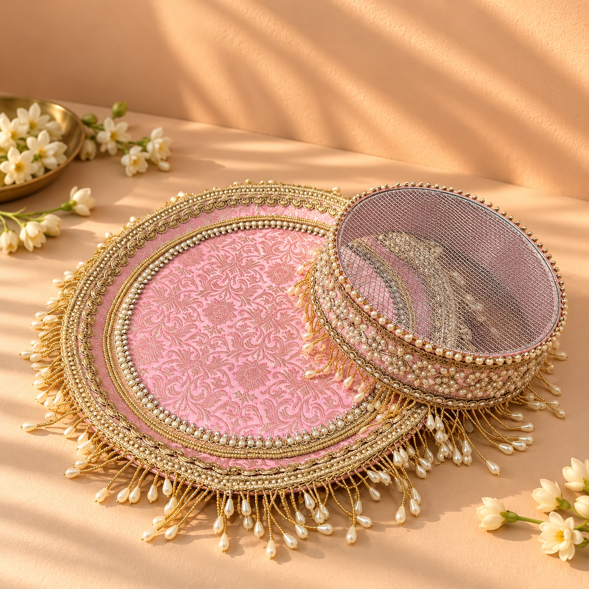 Gul Karwa Chauth Thaali and Channi Set