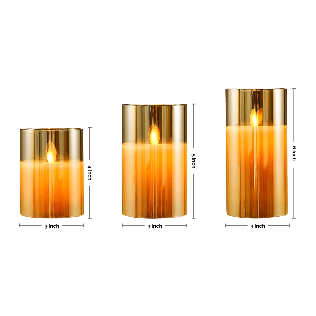 TYOHAAR LED Acrylic Glass Candle (Pack of 3)