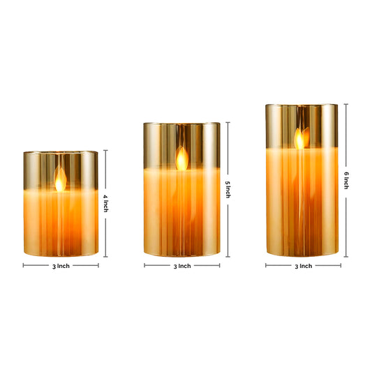 TYOHAAR LED Acrylic Glass Candle (Pack of 3)