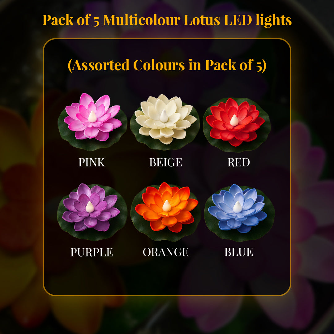 TYOHAAR Floating Lotus LED Light (Pack of 5)