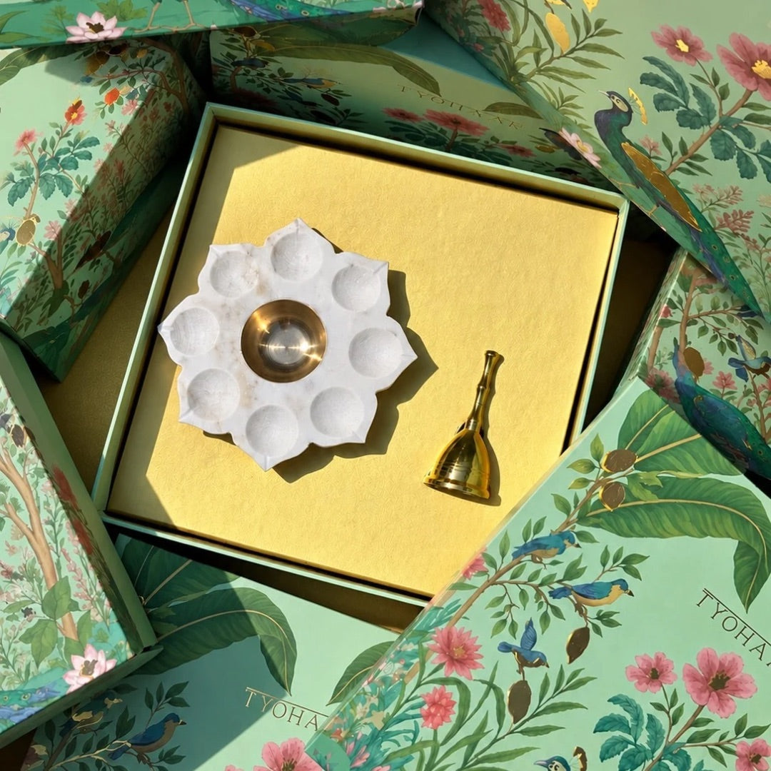 Riddhi Navjyoti Urli and Brass Ghanti Gift Set