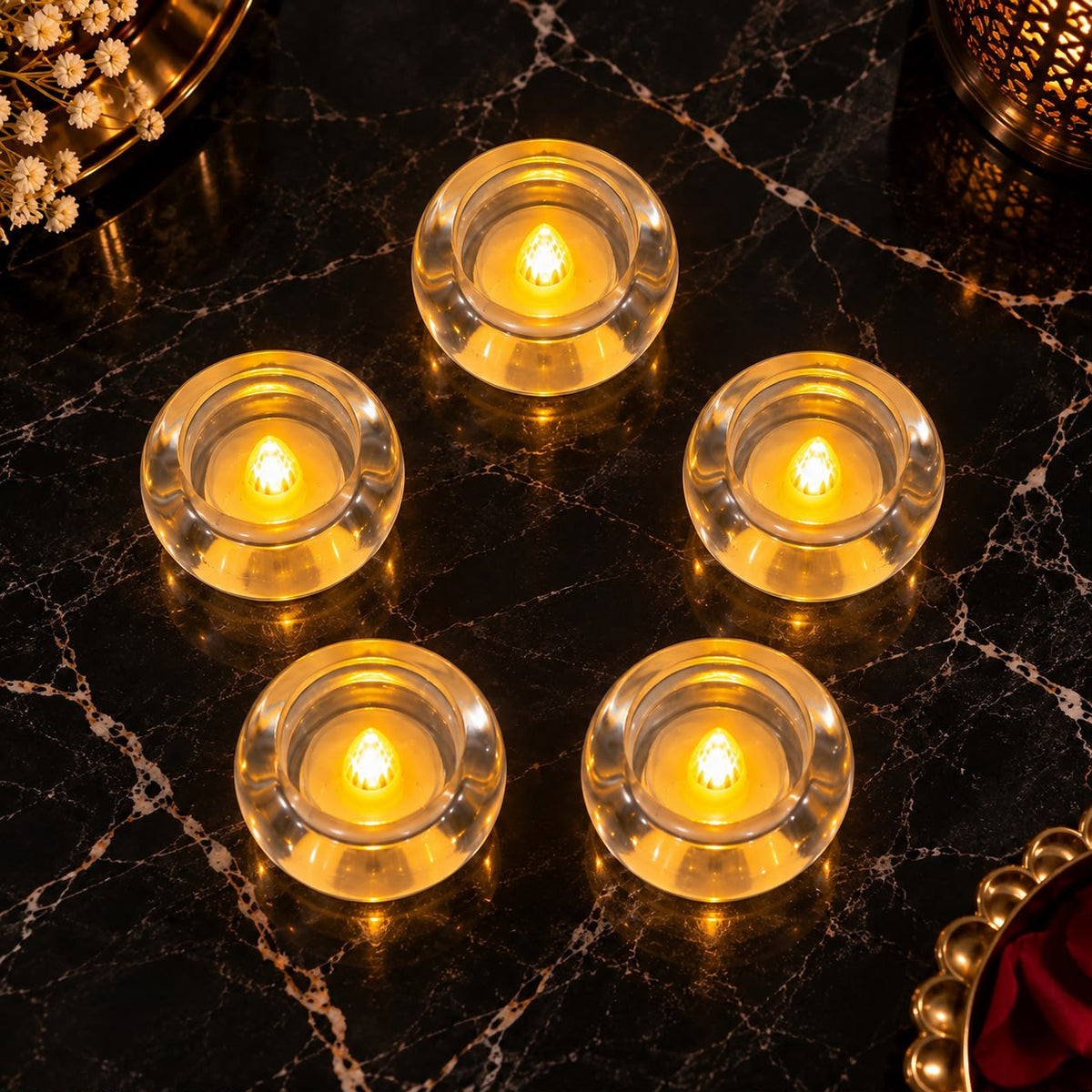 TYOHAAR Glass Diya LED Light