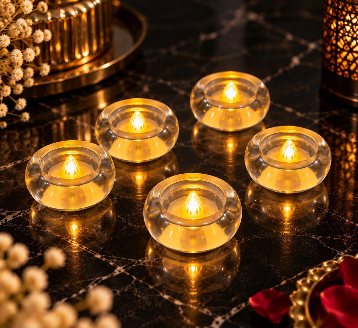 TYOHAAR Glass Diya LED Light