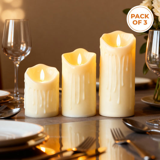 Melting Wax LED Flameless Candle Set (Pack of 3)