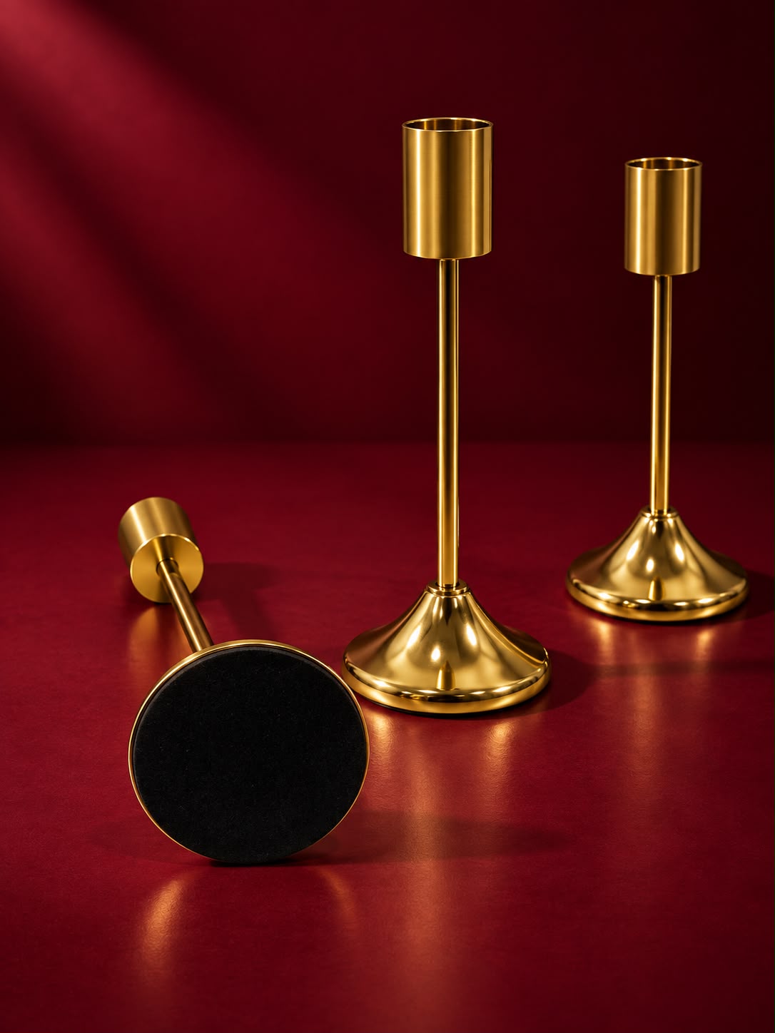 Tyohaar Golden Candle Stand set of 3