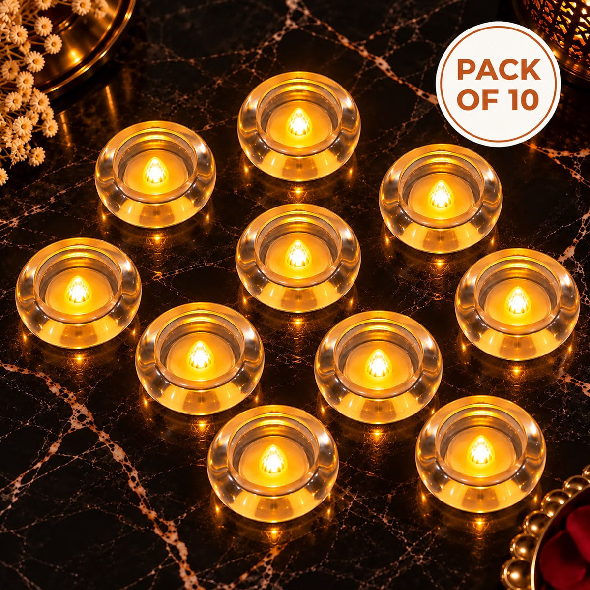 TYOHAAR Glass Diya LED Light
