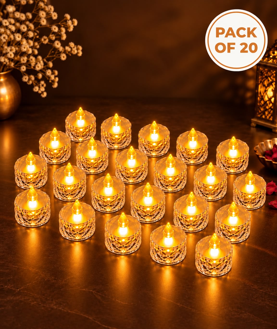 Tyohaar Flameless LED Diamond Tealight Candles