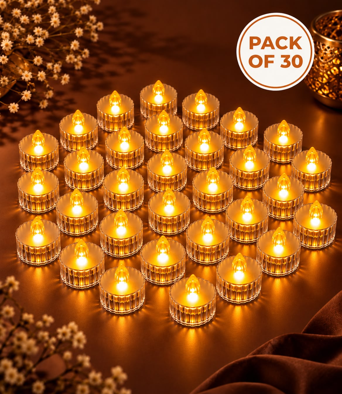 Tyohaar Flameless LED Fluted Tealight Candles