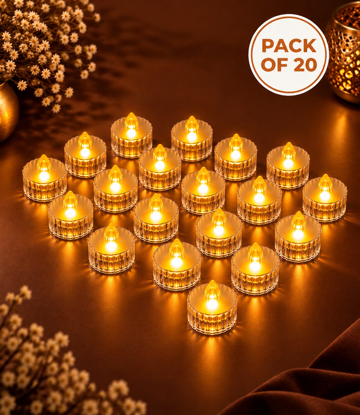 Tyohaar Flameless LED Fluted Tealight Candles