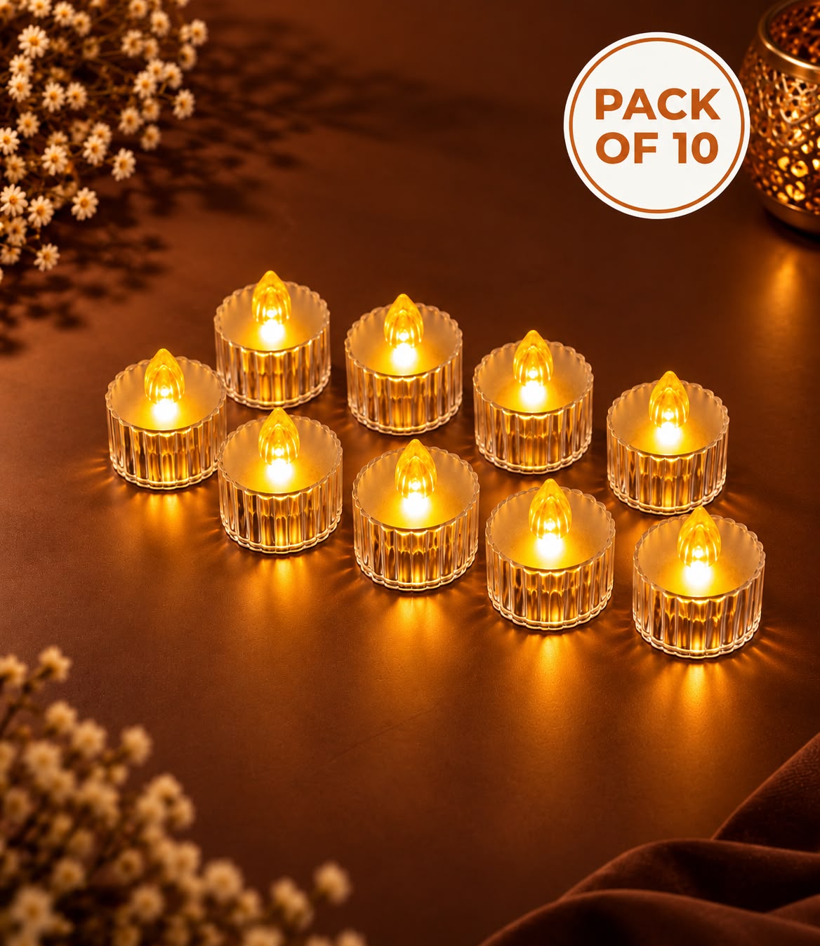 Tyohaar Flameless LED Fluted Tealight Candles